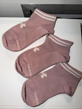 Under Armour Mauve Ankle Socks with White Stripes - Pack of 3